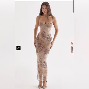 House of CB CREAM FLORAL PRINT MAXI DRESS